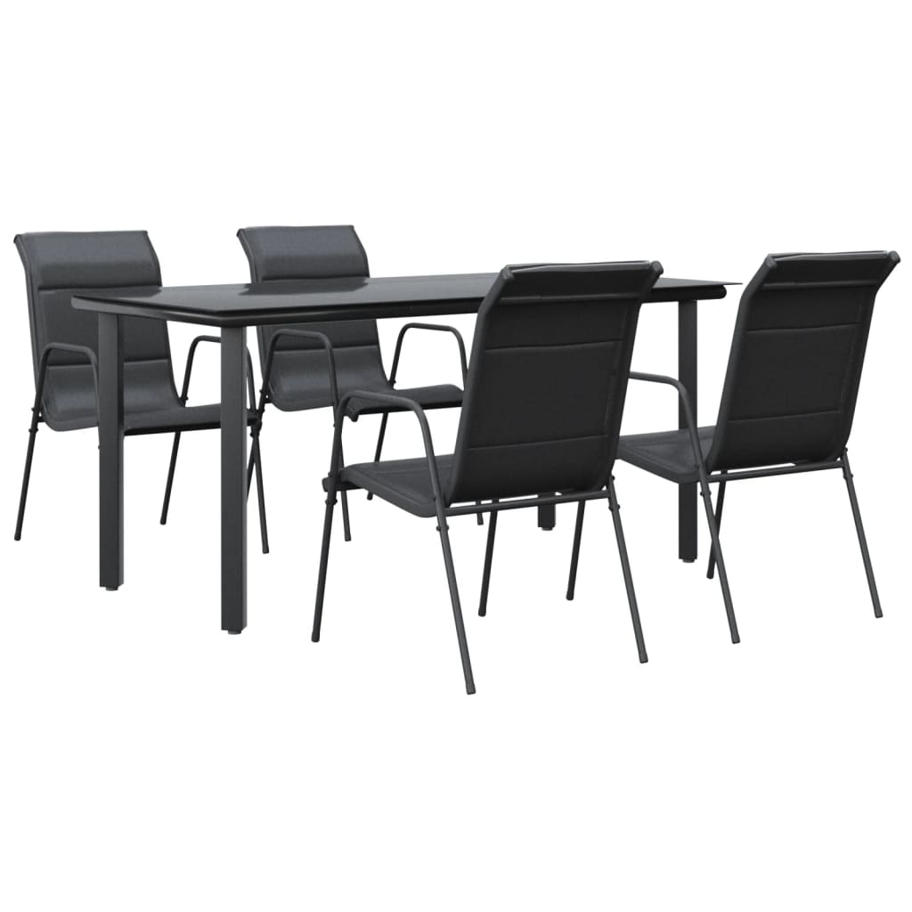 Ensemble à manger de jardin 5 pcs noir textilène et acier