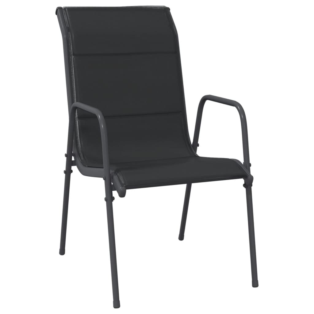 Ensemble à manger de jardin 5 pcs noir textilène et acier