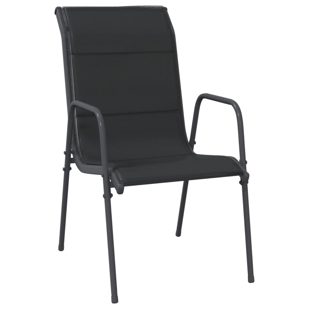 Ensemble à manger de jardin 9 pcs noir textilène et acier