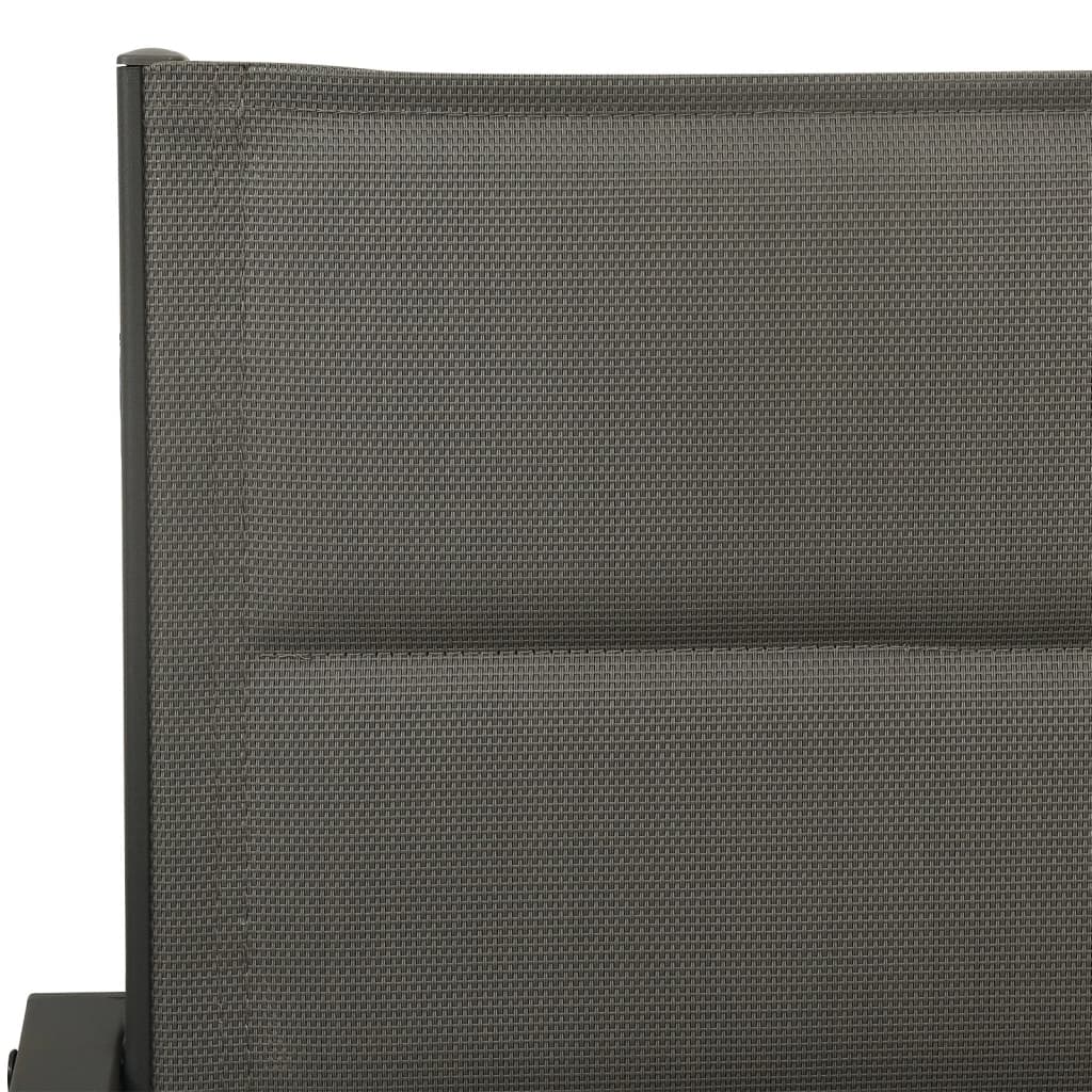 Ensemble à manger de jardin 3 pcs noir textilène et acier