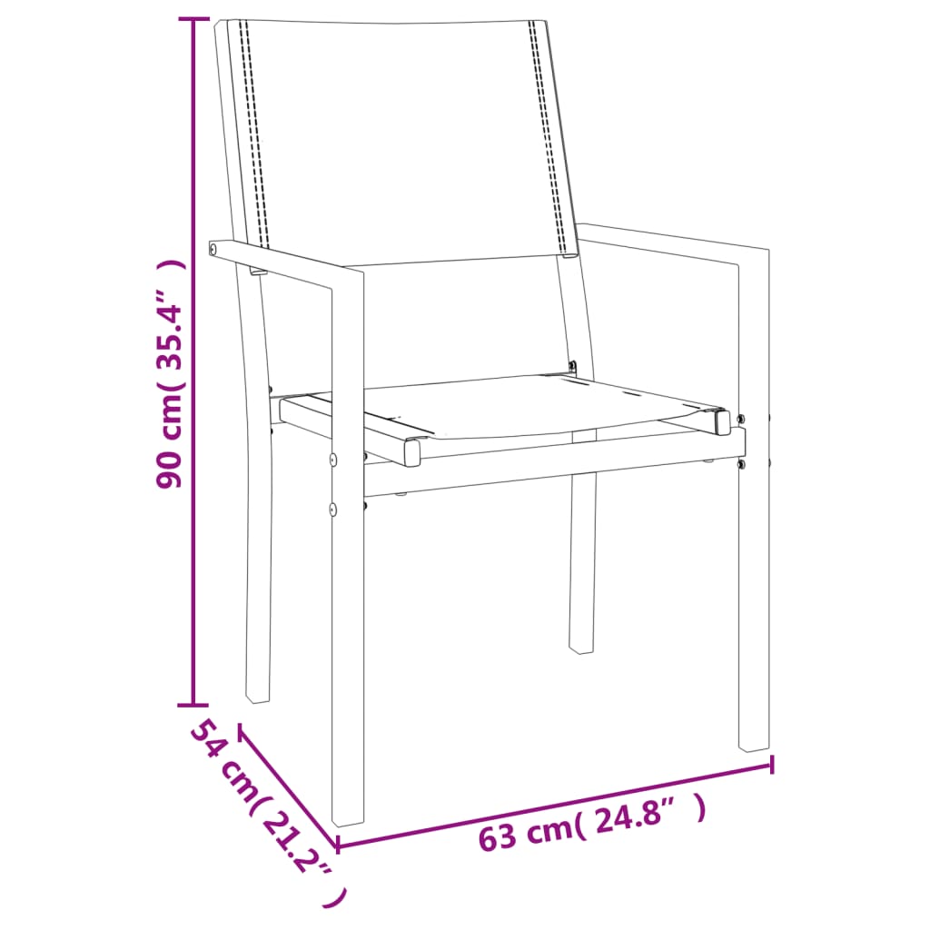 Ensemble à manger de jardin 3 pcs noir textilène et acier