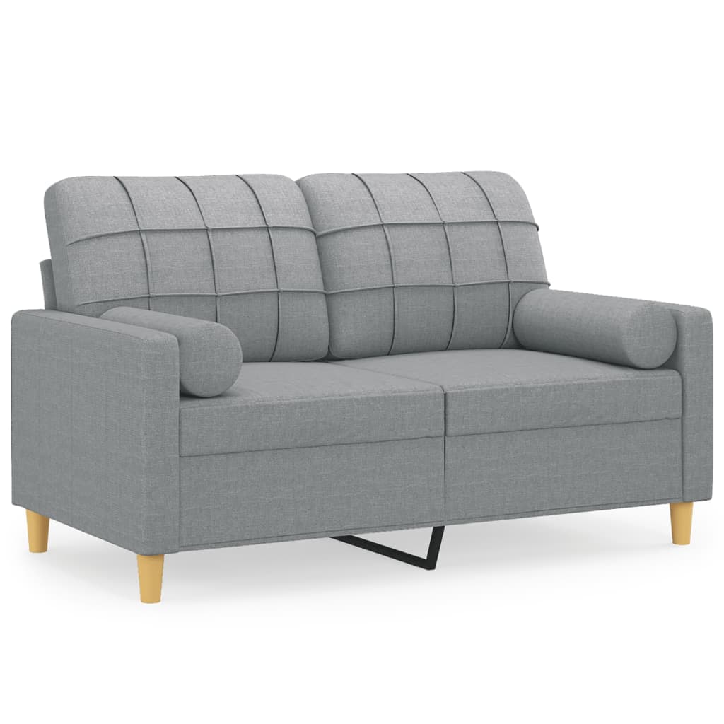 Canapé 2 places avec oreillers gris clair 120 cm tissu - XIOS