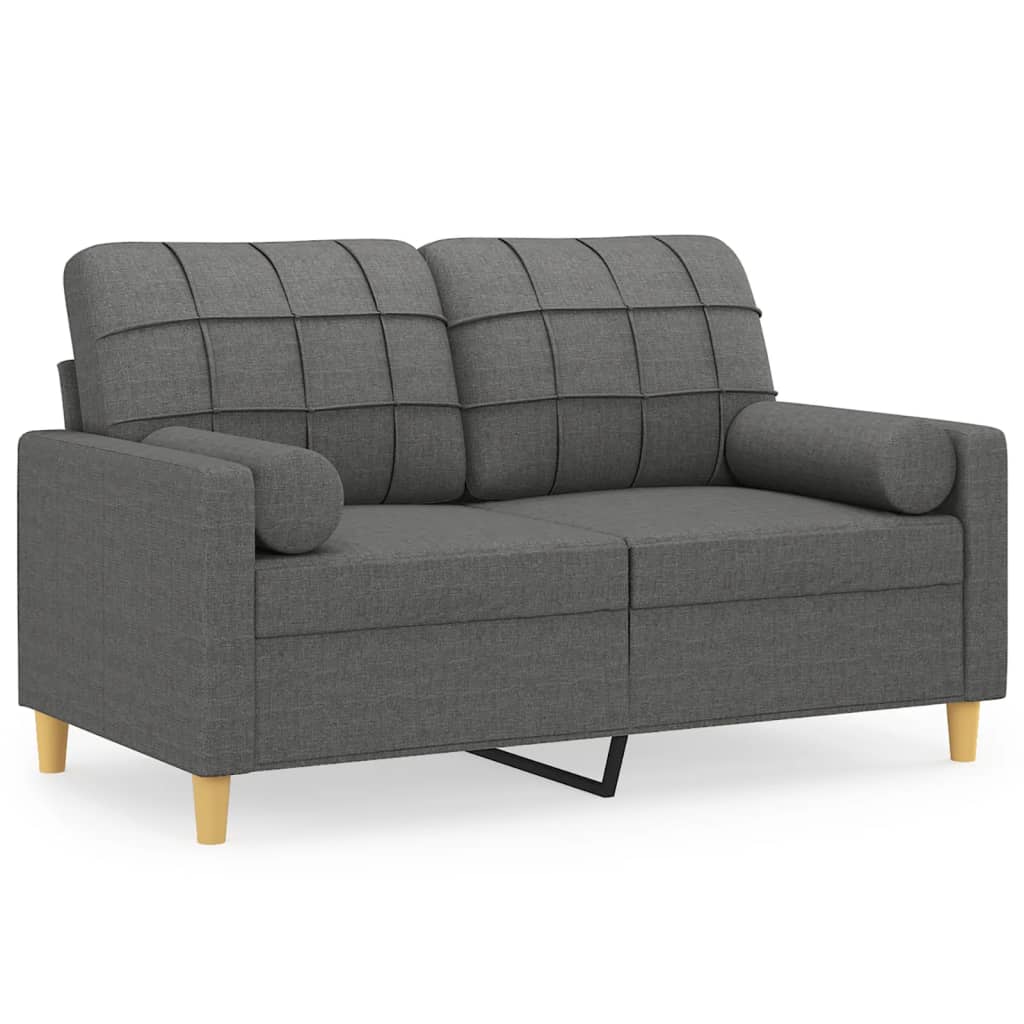 Canapé 2 places avec oreillers gris foncé 120 cm tissu - XIOS