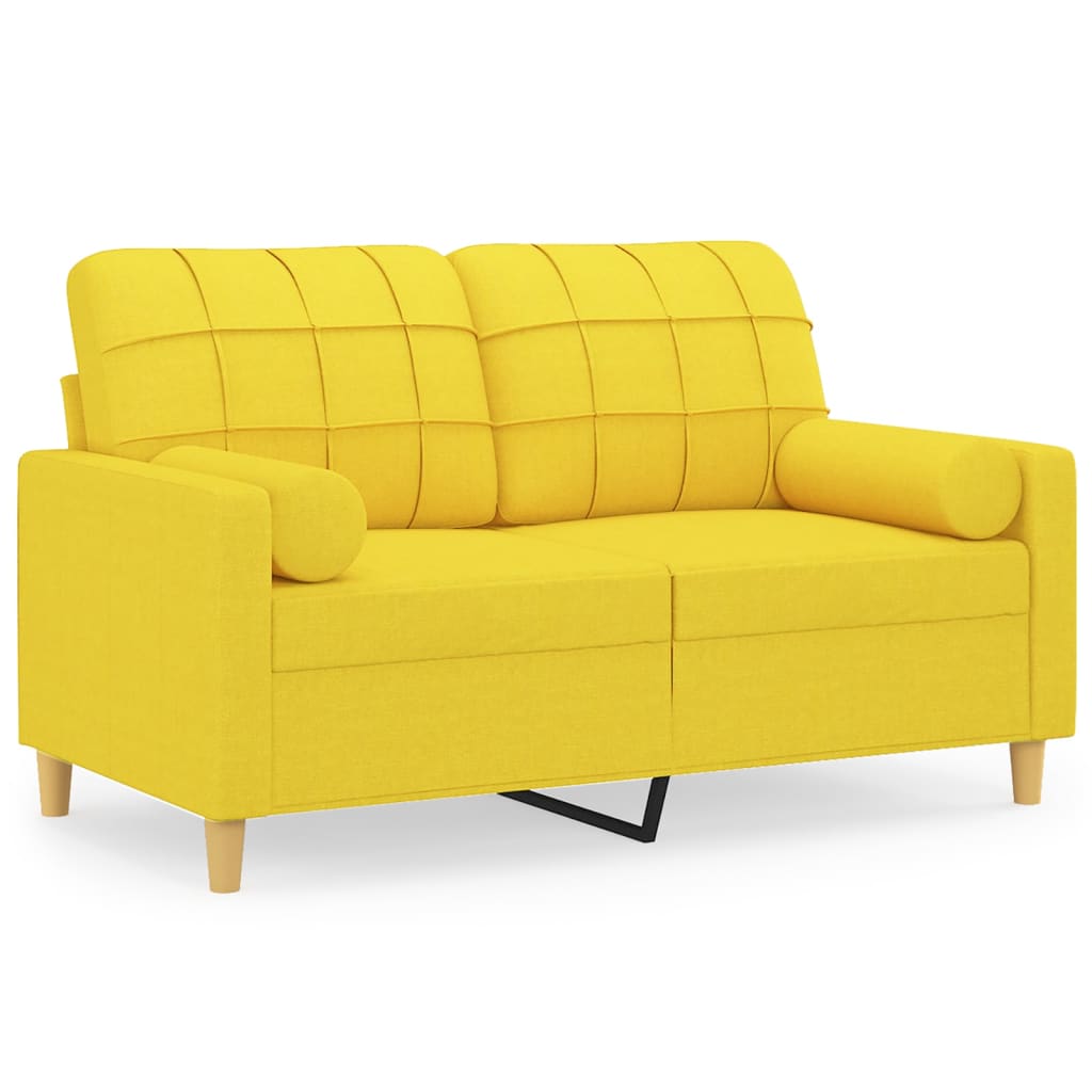 Canapé 2 places avec oreillers jaune clair 120 cm tissu - XIOS