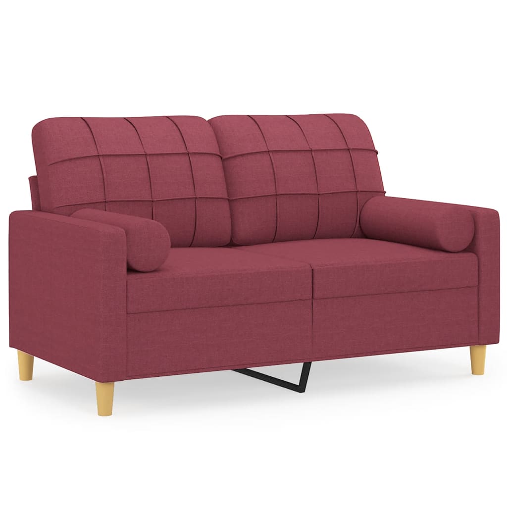 Canapé 2 places avec oreillers bordeaux 120 cm tissu - XIOS