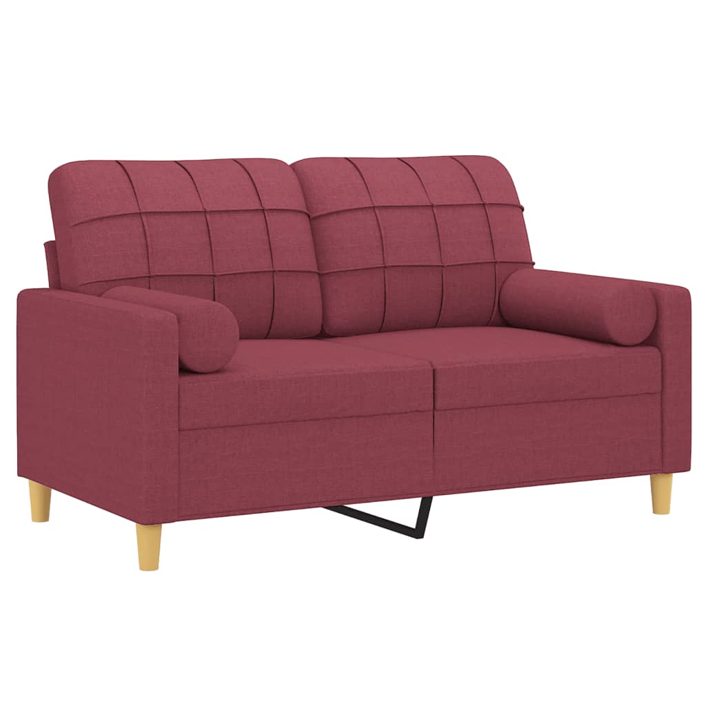 Canapé 2 places avec oreillers bordeaux 120 cm tissu - XIOS