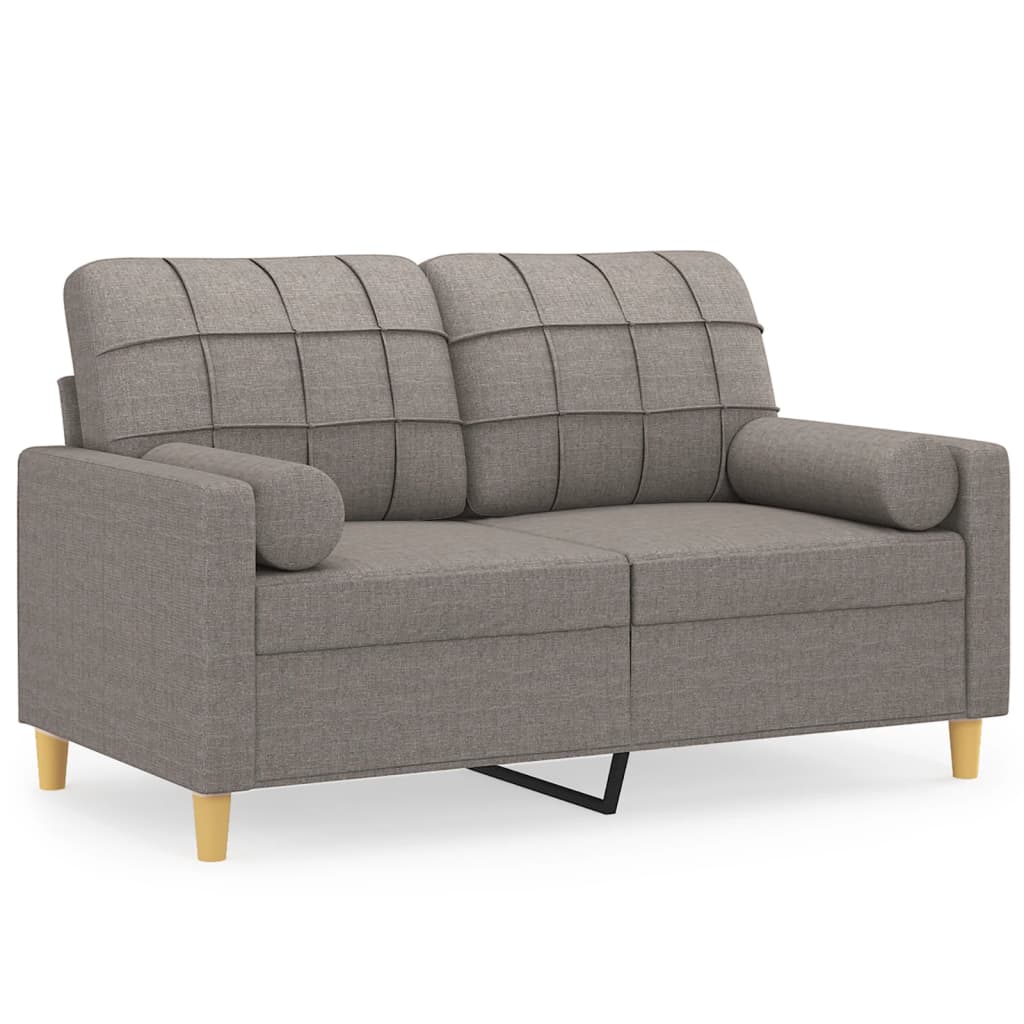 Canapé 2 places avec oreillers décoratifs taupe 120 cm tissu - XIOS