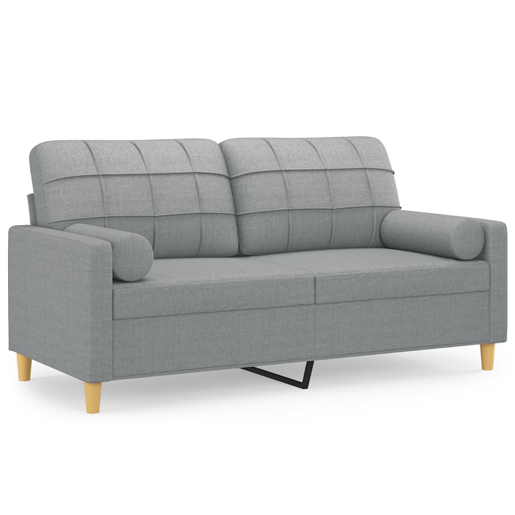 Canapé 2 places avec oreillers gris clair 140 cm tissu - XIOS
