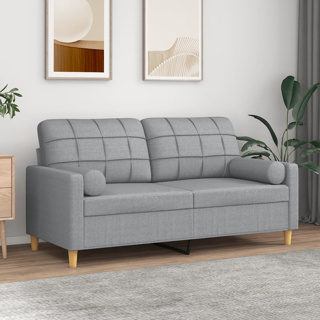 Canapé 2 places avec oreillers gris clair 140 cm tissu - XIOS