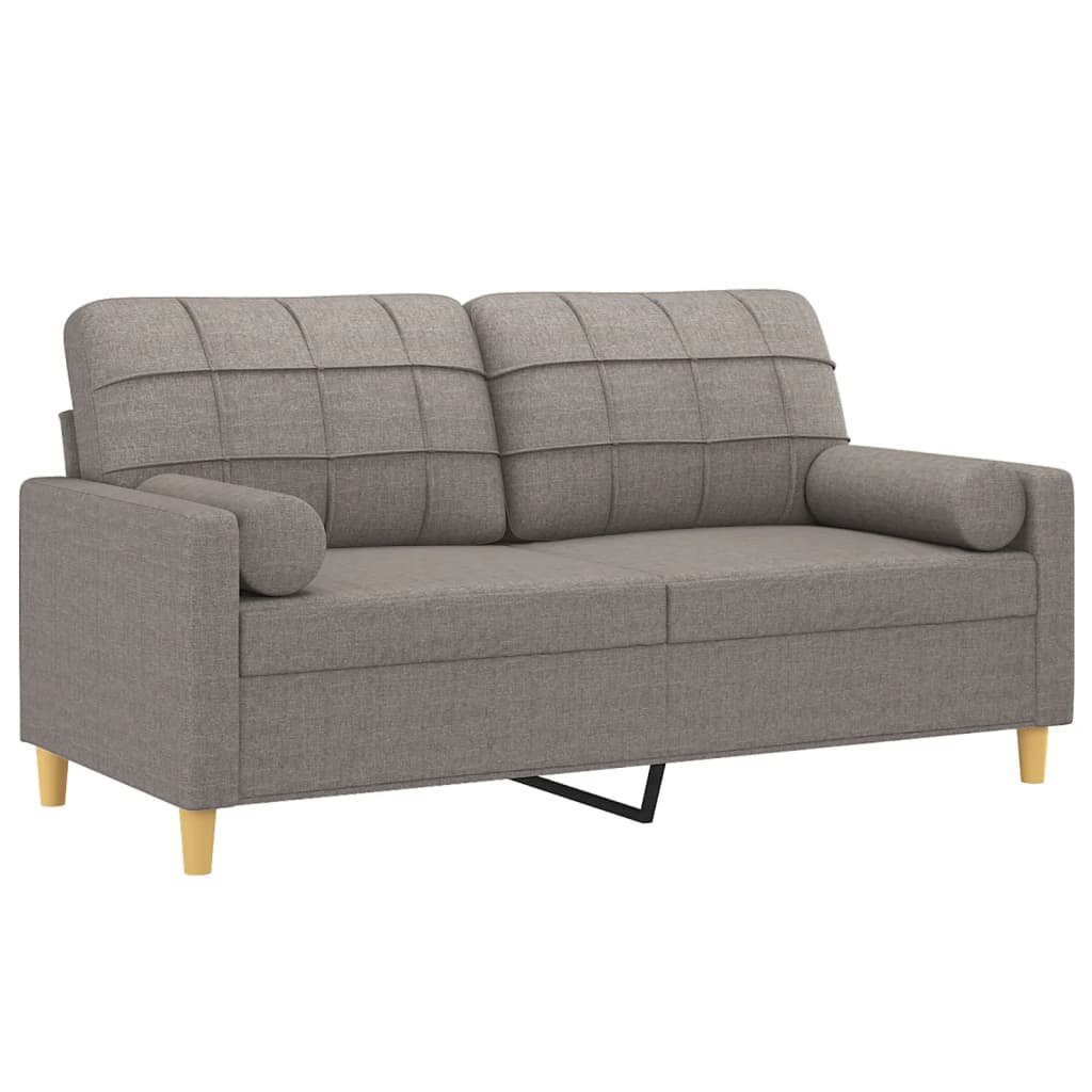 Canapé 2 places avec oreillers décoratifs taupe 140 cm tissu - XIOS