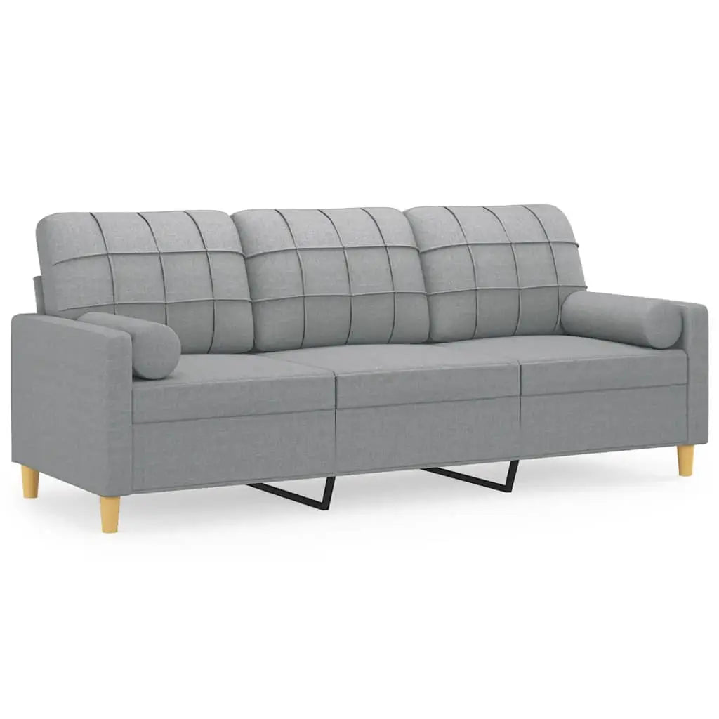 Canapé 3 places avec oreillers gris clair 180 cm tissu - XIOS