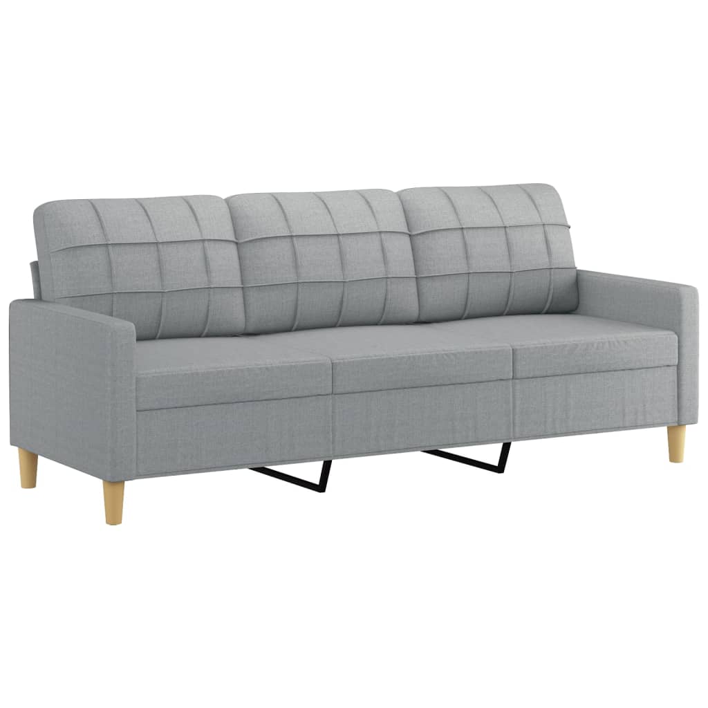Canapé 3 places avec oreillers gris clair 180 cm tissu - XIOS