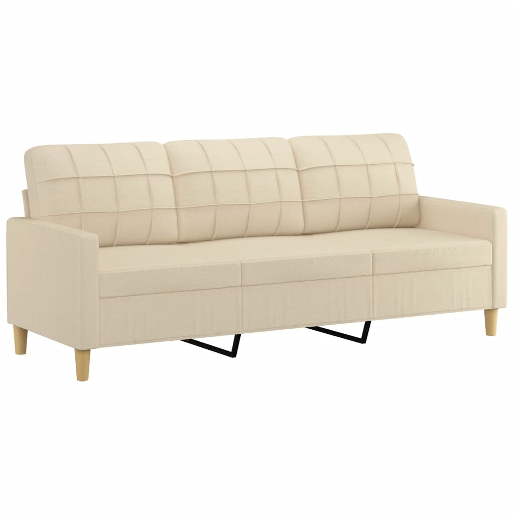 Canapé 3 places avec oreillers décoratifs crème 180 cm tissu - XIOS