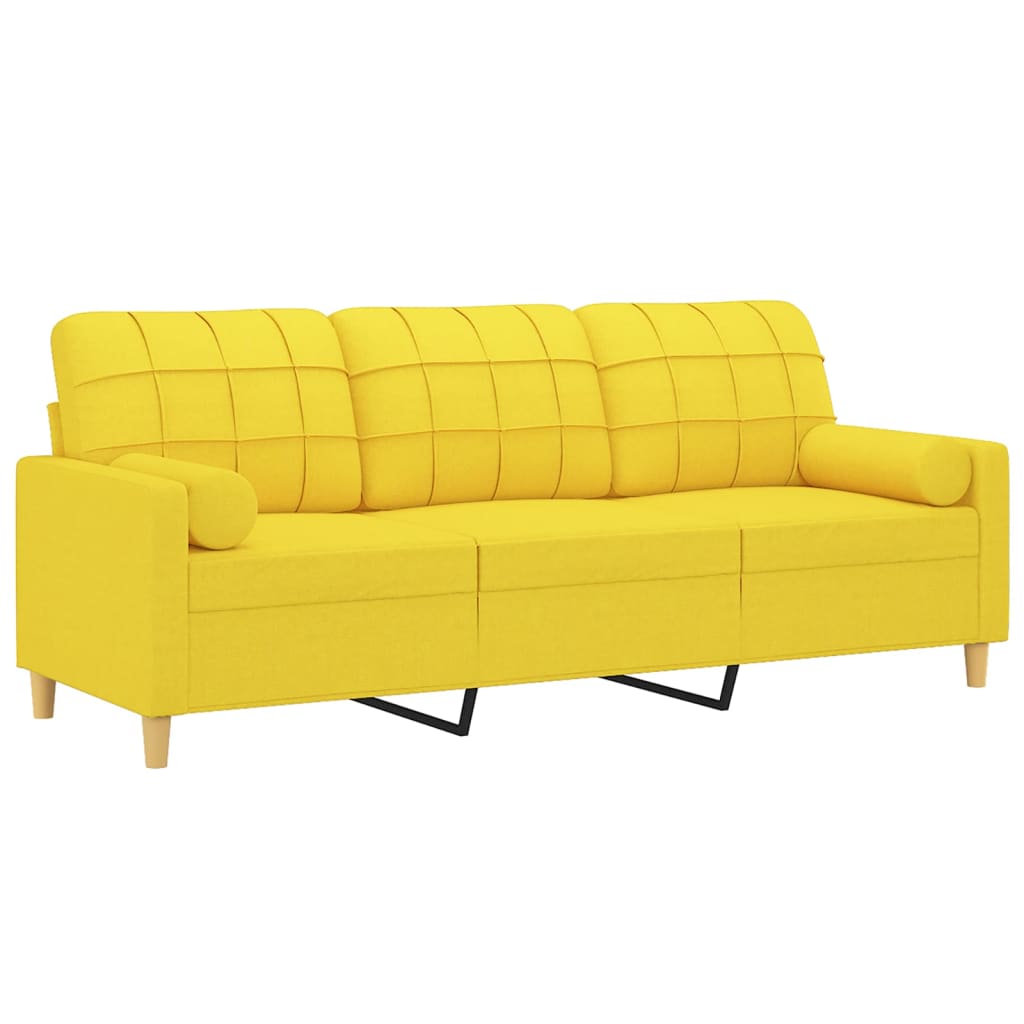 Canapé 3 places avec oreillers jaune clair 180 cm tissu - XIOS