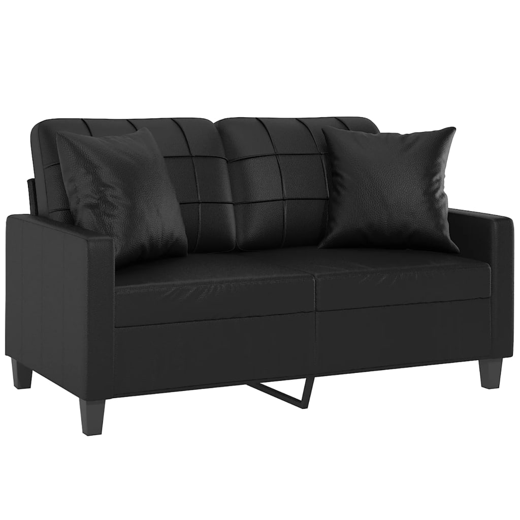 Canapé 2 places avec oreillers décoratifs noir 120cm similicuir - XIOS