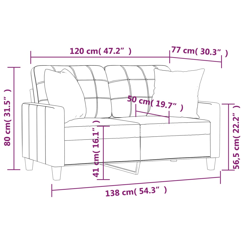 Canapé 2 places avec oreillers décoratifs noir 120cm similicuir - XIOS