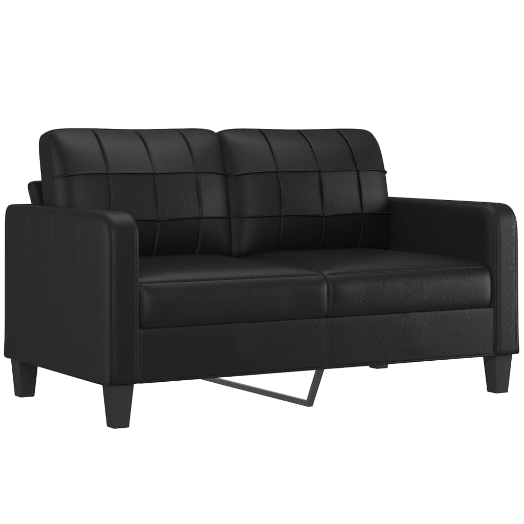 Canapé 2 places avec oreillers décoratifs noir 140cm similicuir - XIOS