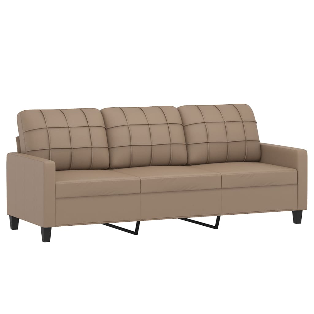 Canapé 3 places avec oreillers cappuccino 180 cm similicuir - XIOS