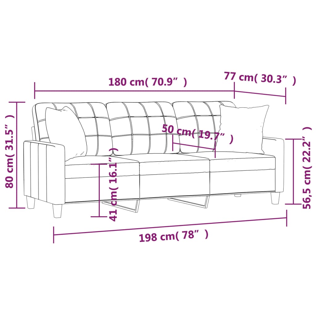 Canapé 3 places avec oreillers cappuccino 180 cm similicuir - XIOS