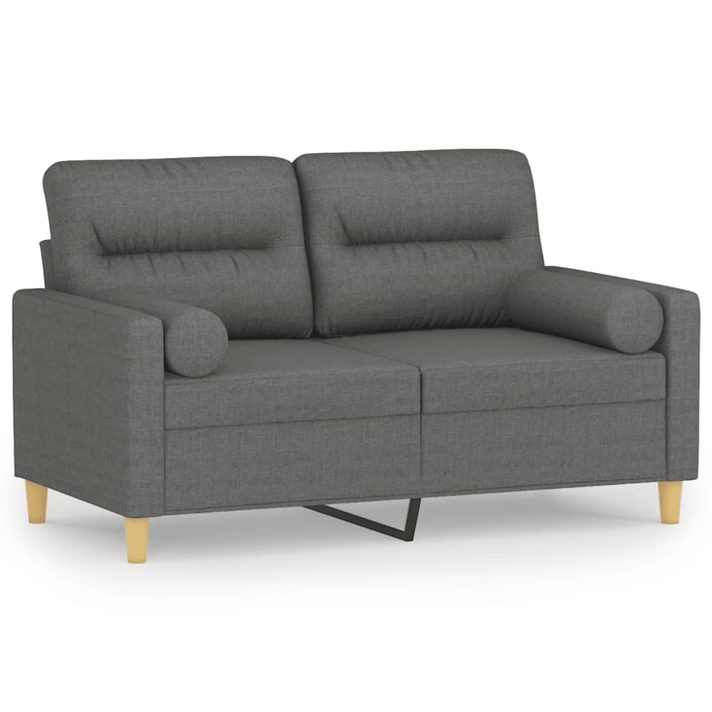 Canapé 2 places avec oreillers gris foncé 120 cm tissu - XIOS