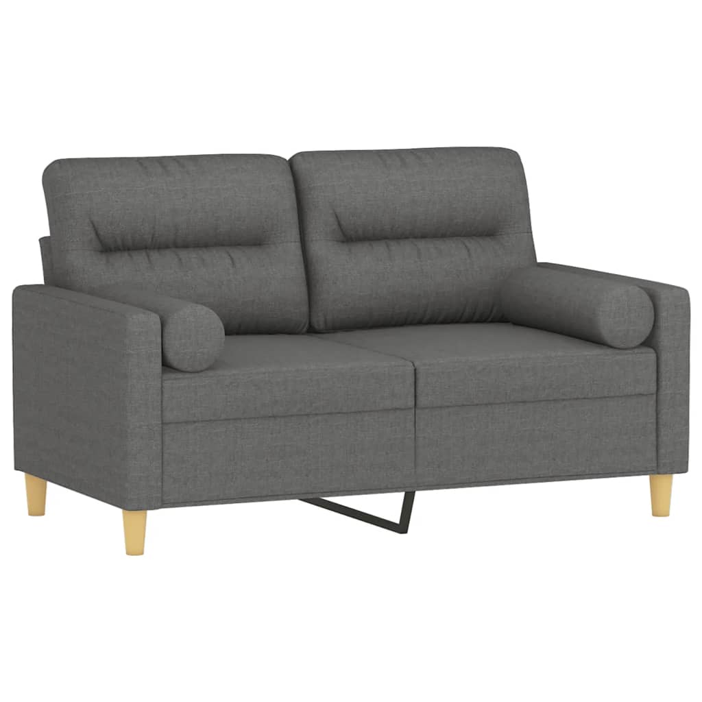 Canapé 2 places avec oreillers gris foncé 120 cm tissu - XIOS