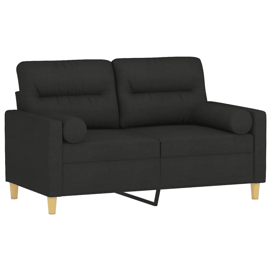 Canapé 2 places avec oreillers décoratifs noir 120 cm tissu - XIOS