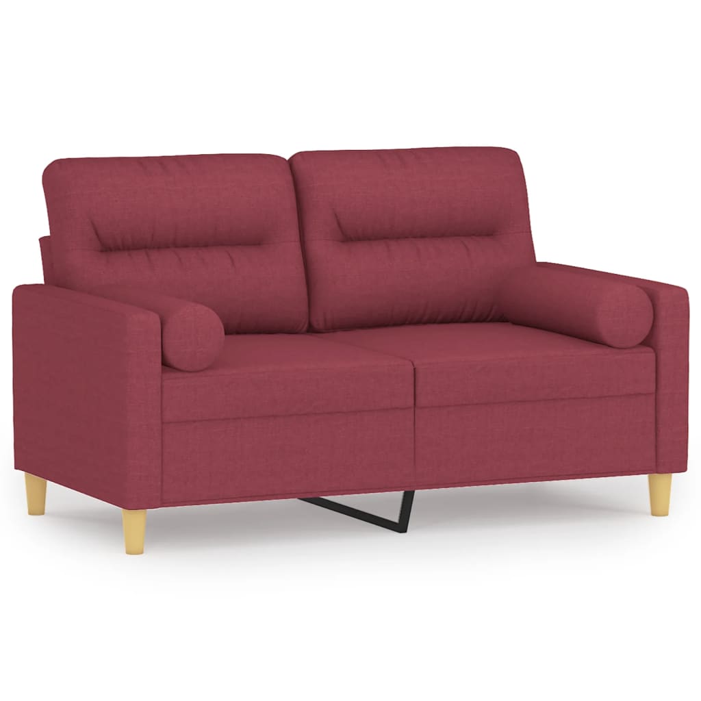 Canapé 2 places avec oreillers bordeaux 120 cm tissu - XIOS