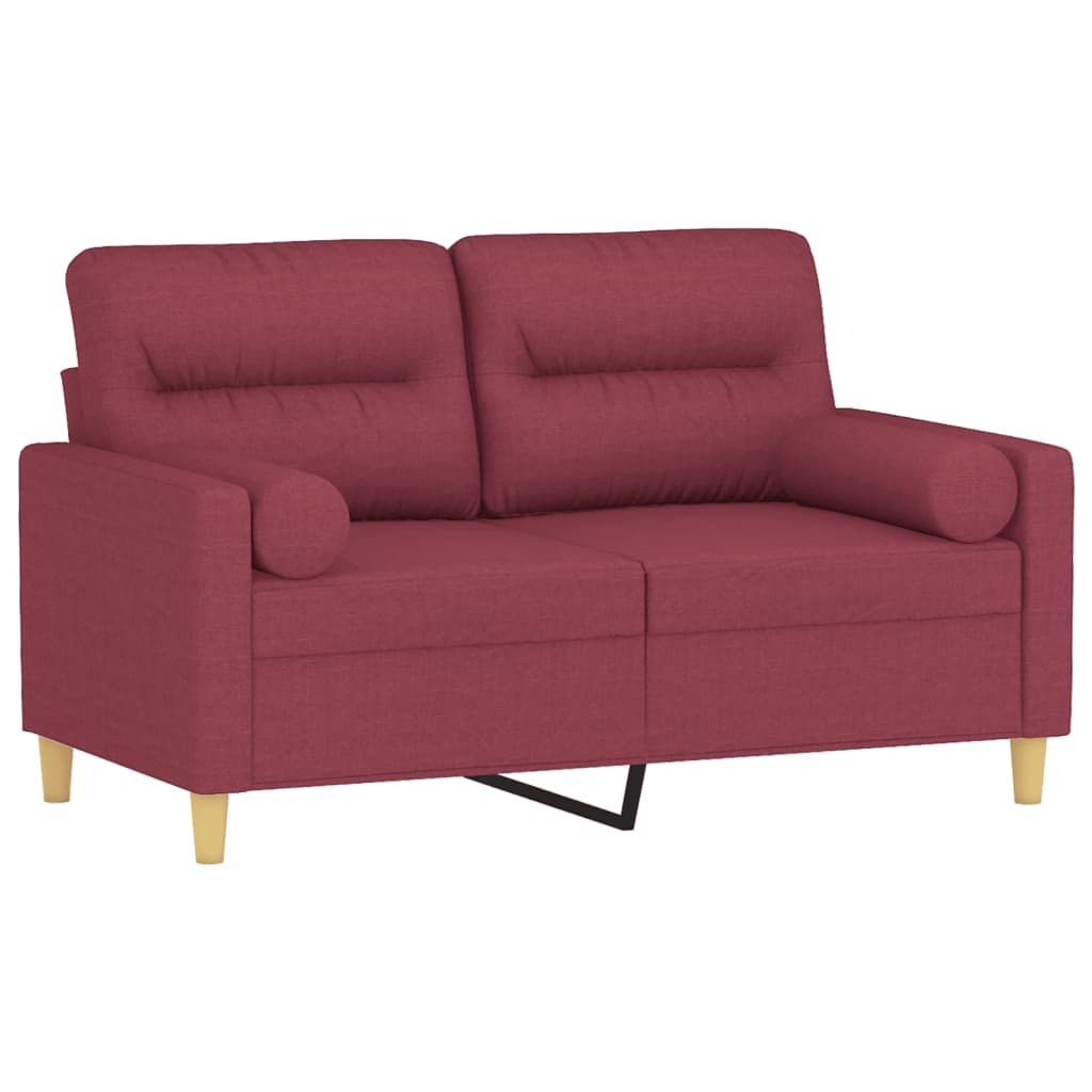 Canapé 2 places avec oreillers bordeaux 120 cm tissu - XIOS