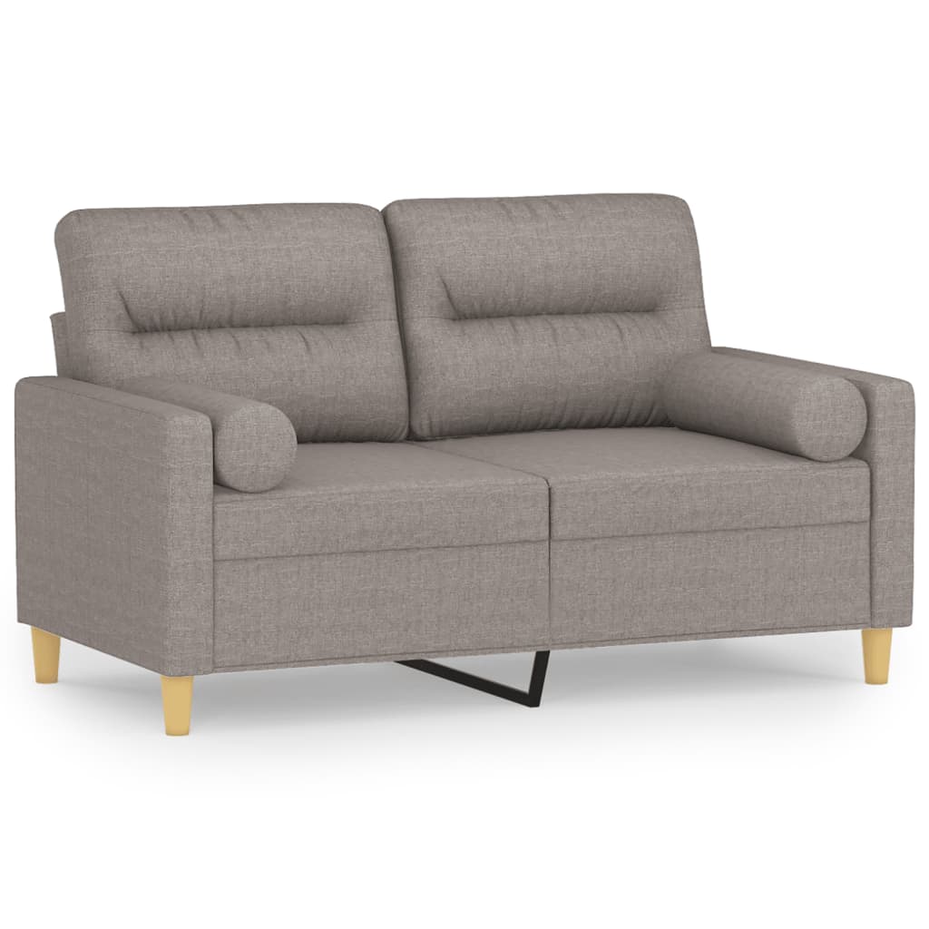 Canapé 2 places avec oreillers décoratifs taupe 120 cm tissu - XIOS