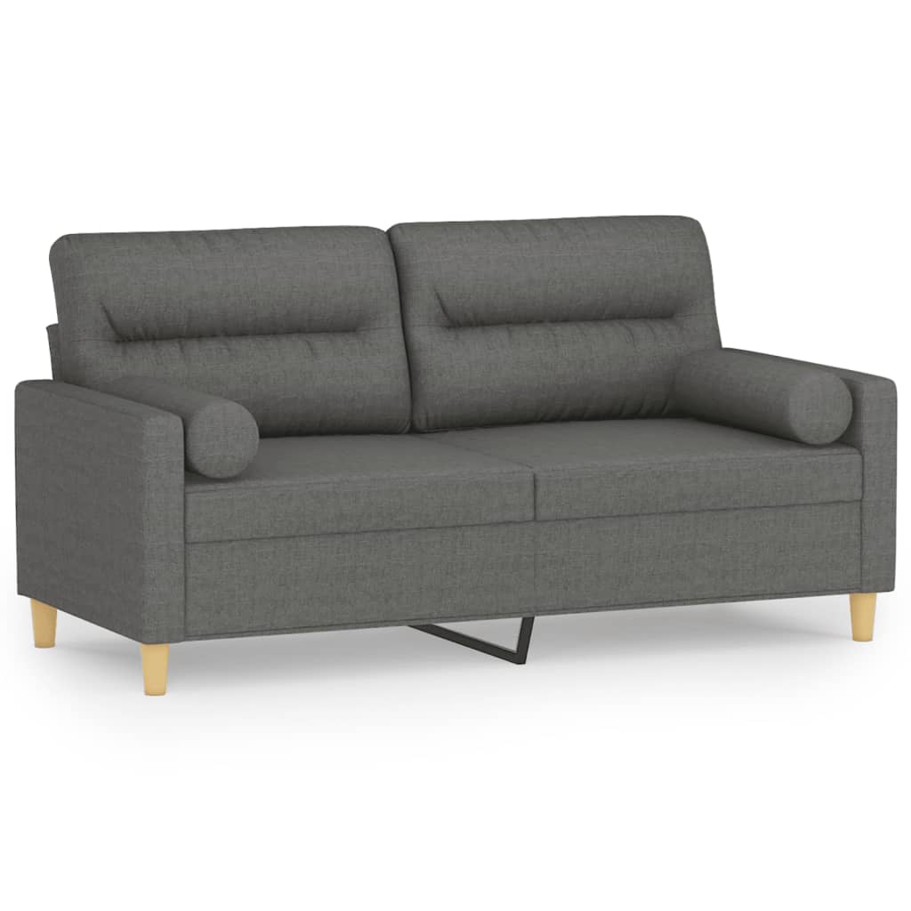 Canapé 2 places avec oreillers gris foncé 140 cm tissu - XIOS