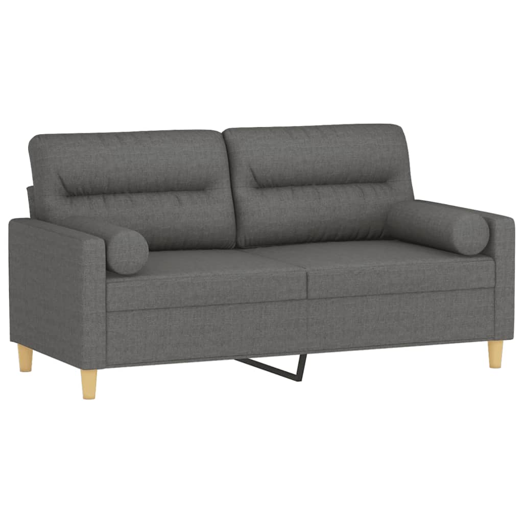 Canapé 2 places avec oreillers gris foncé 140 cm tissu - XIOS