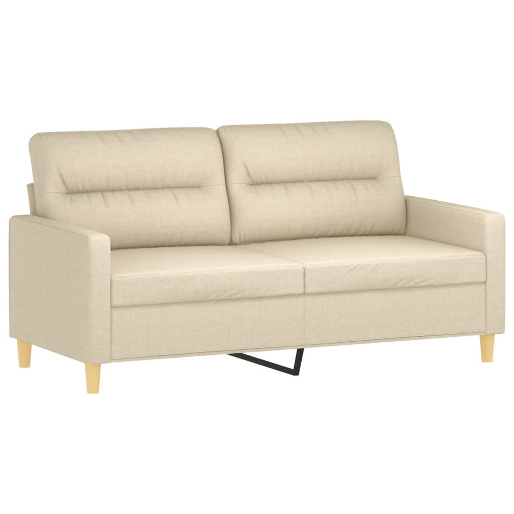 Canapé 2 places avec oreillers décoratifs crème 140 cm tissu - XIOS
