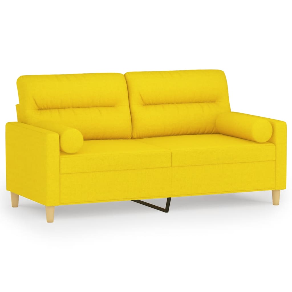 Canapé 2 places avec oreillers jaune clair 140 cm tissu - XIOS