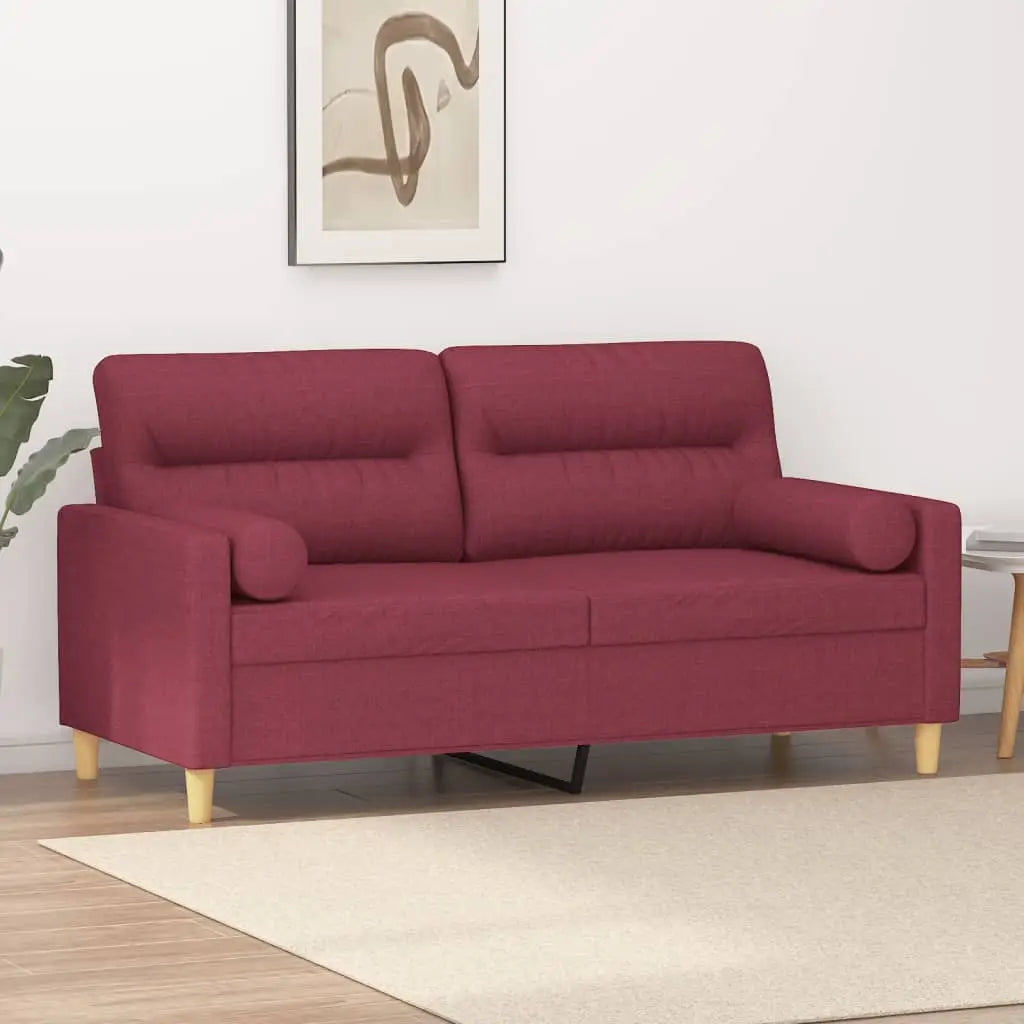 Canapé 2 places avec oreillers bordeaux 140 cm tissu - XIOS