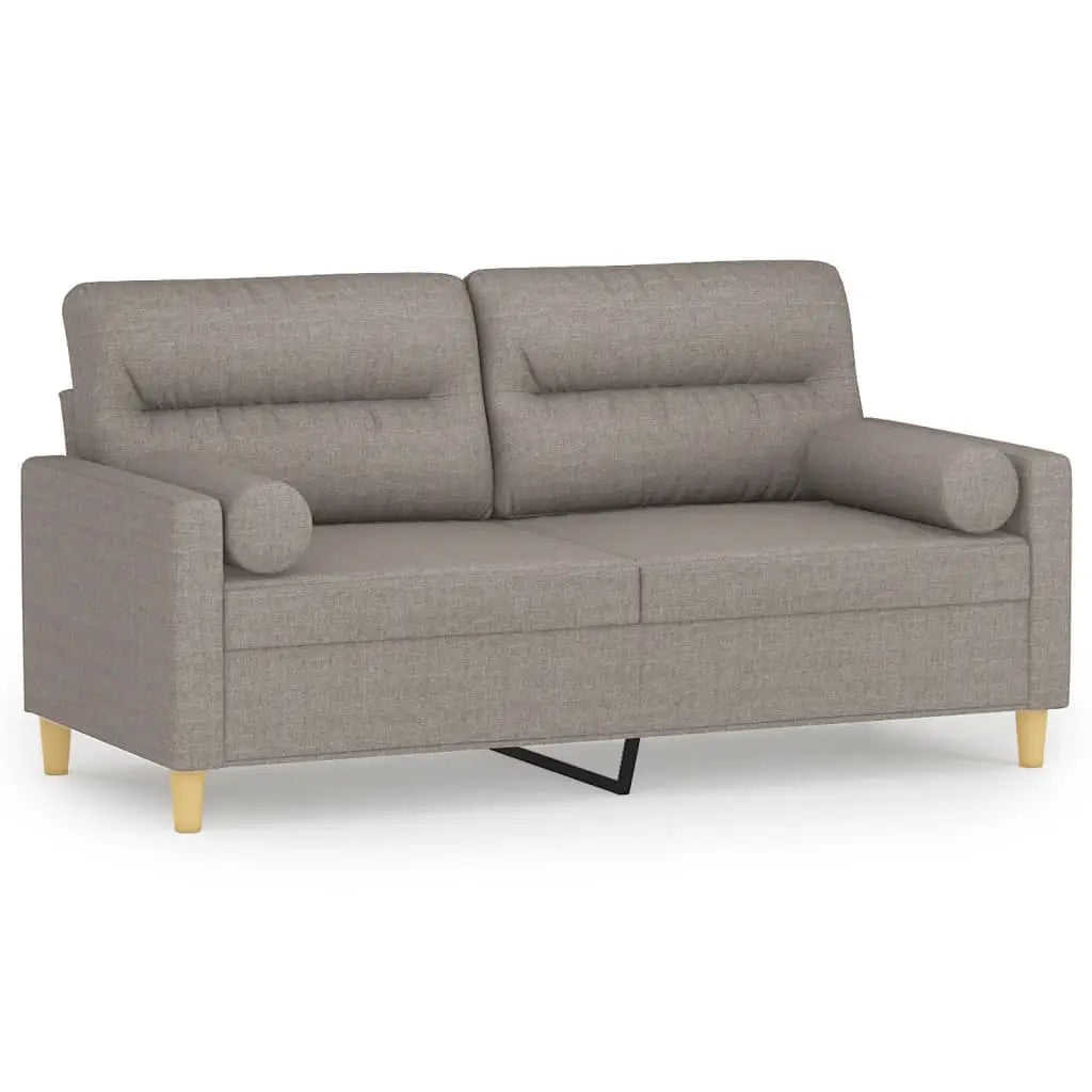 Canapé 2 places avec oreillers décoratifs taupe 140 cm tissu - XIOS