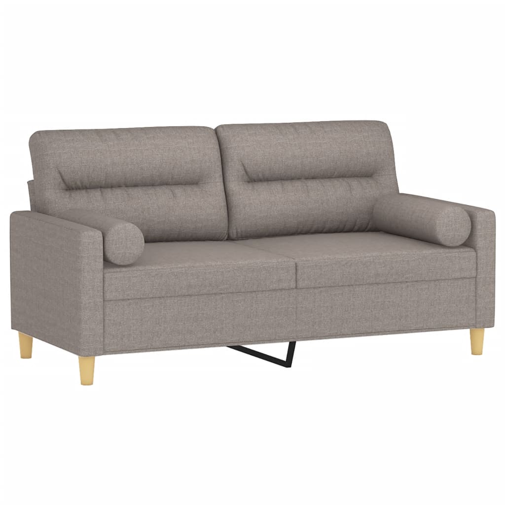Canapé 2 places avec oreillers décoratifs taupe 140 cm tissu - XIOS