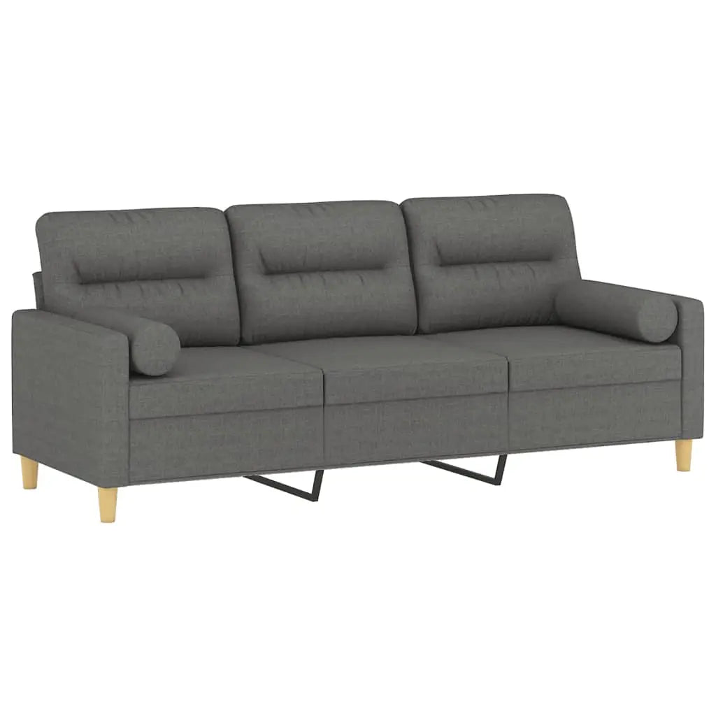 Canapé 3 places avec oreillers gris foncé 180 cm tissu - XIOS