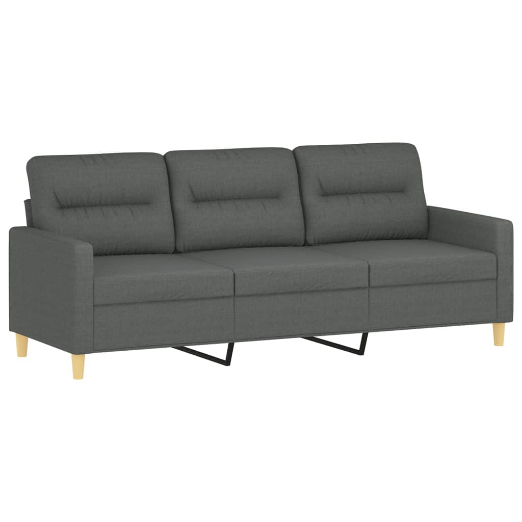 Canapé 3 places avec oreillers gris foncé 180 cm tissu