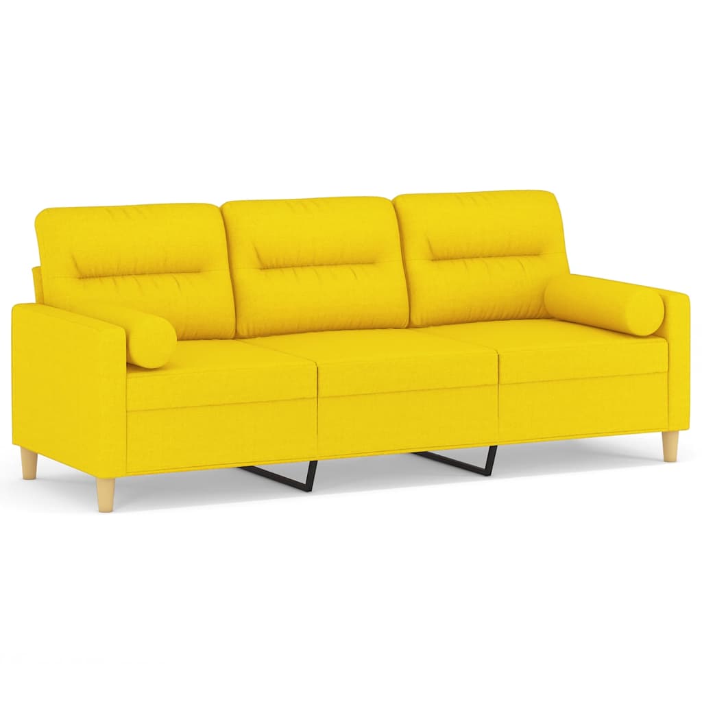 Canapé 3 places avec oreillers jaune clair 180 cm tissu - XIOS