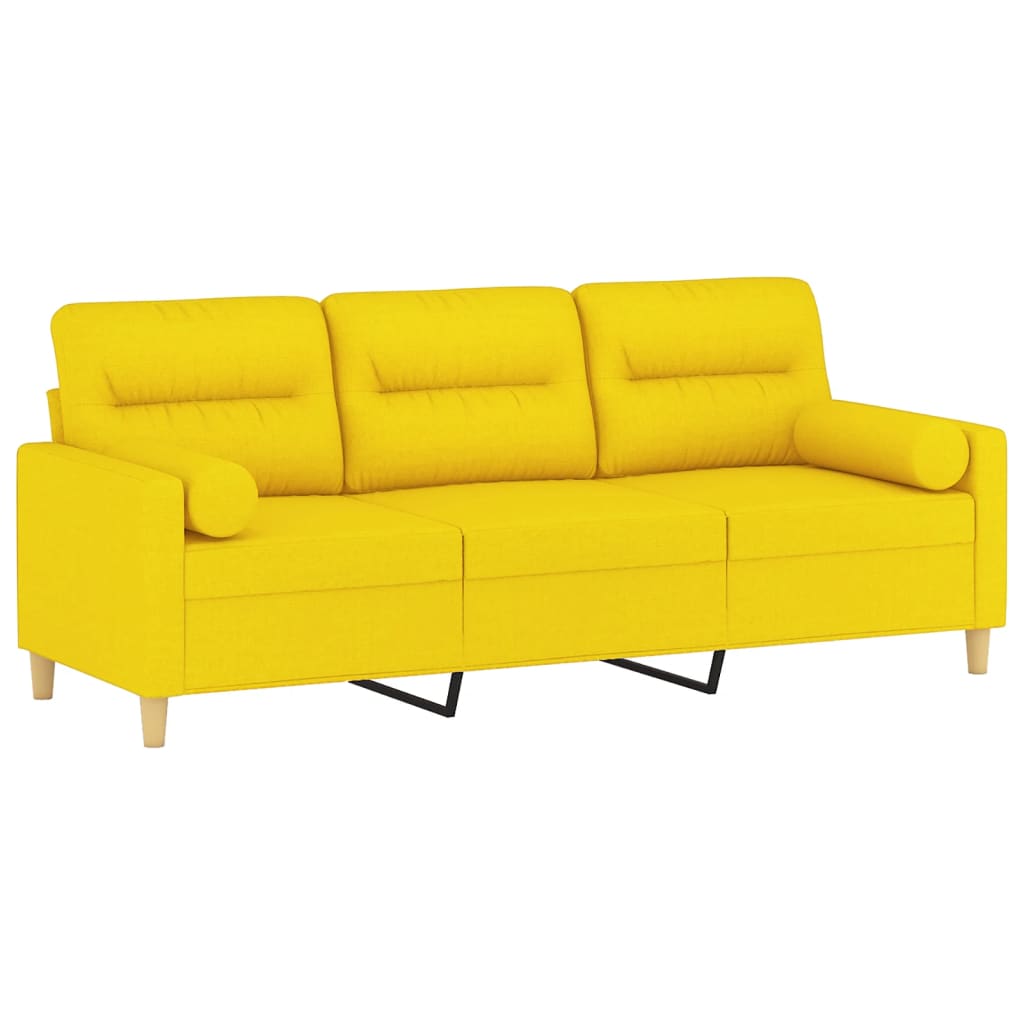 Canapé 3 places avec oreillers jaune clair 180 cm tissu - XIOS