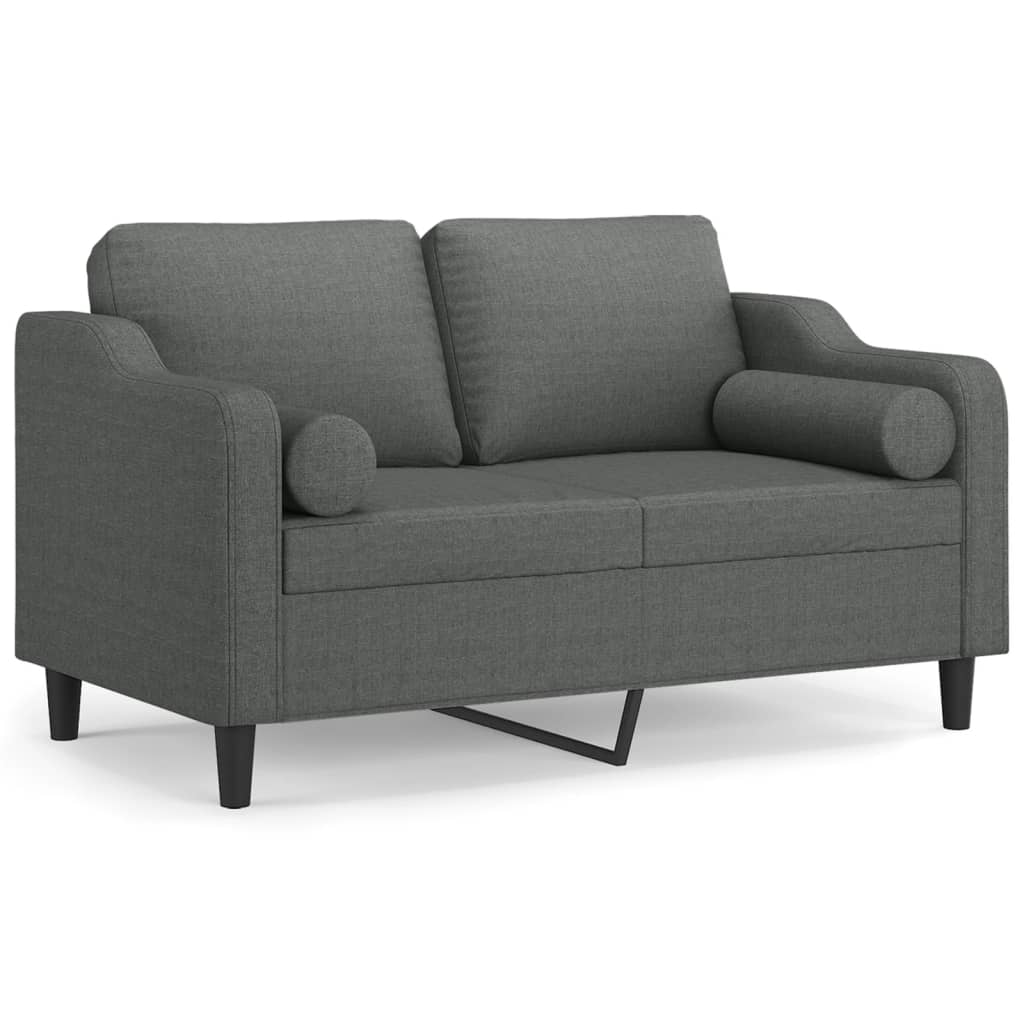 Canapé 2 places avec oreillers gris foncé 120 cm tissu - XIOS