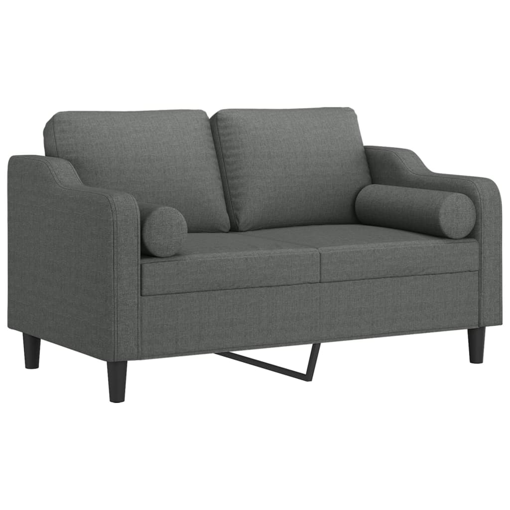 Canapé 2 places avec oreillers gris foncé 120 cm tissu - XIOS