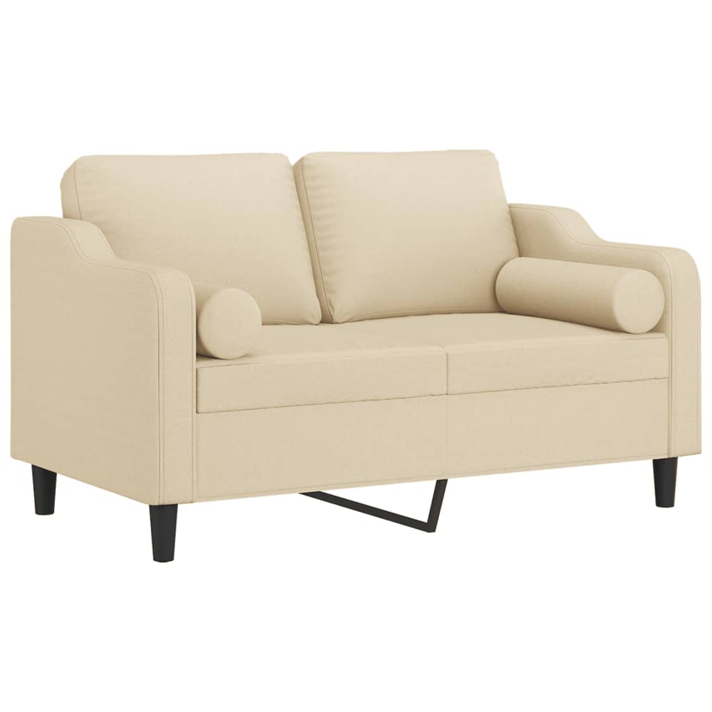 Canapé 2 places avec oreillers décoratifs crème 120 cm tissu - XIOS