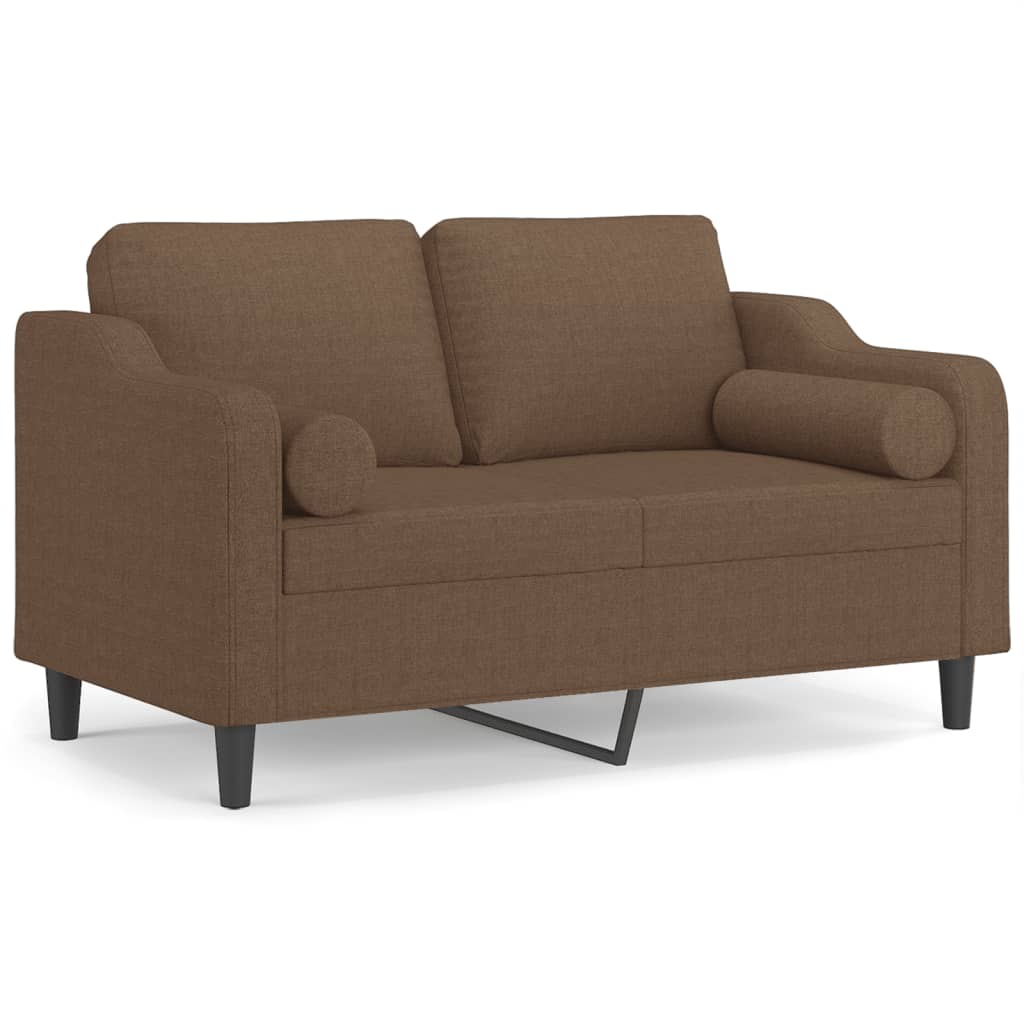 Canapé 2 places avec oreillers décoratifs marron 120 cm tissu - XIOS