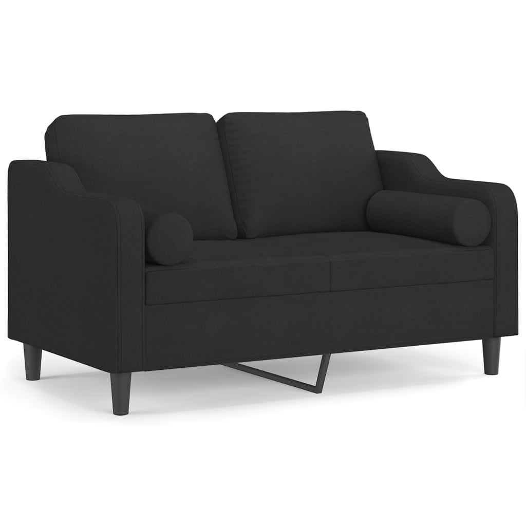Canapé 2 places avec oreillers décoratifs noir 120 cm tissu - XIOS