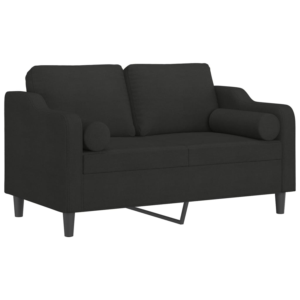 Canapé 2 places avec oreillers décoratifs noir 120 cm tissu - XIOS