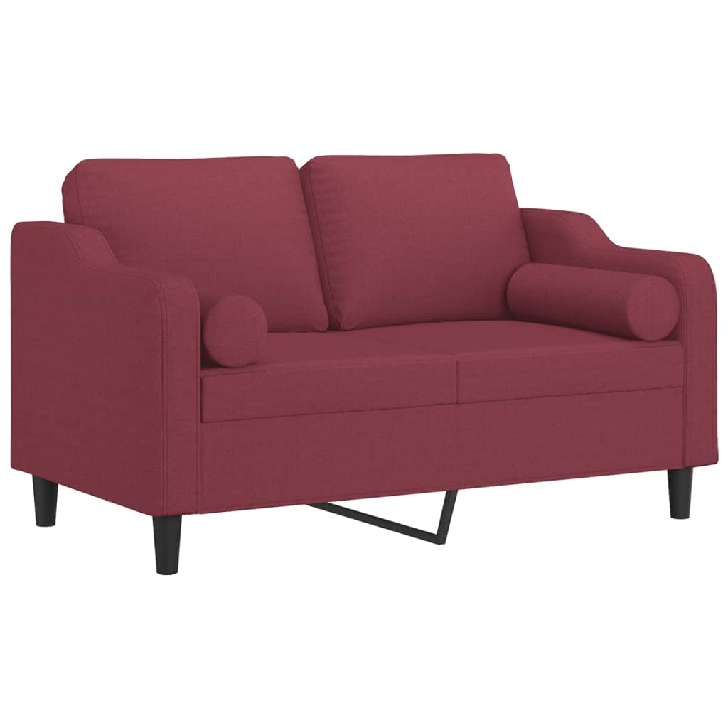 Canapé 2 places avec oreillers bordeaux 120 cm tissu - XIOS