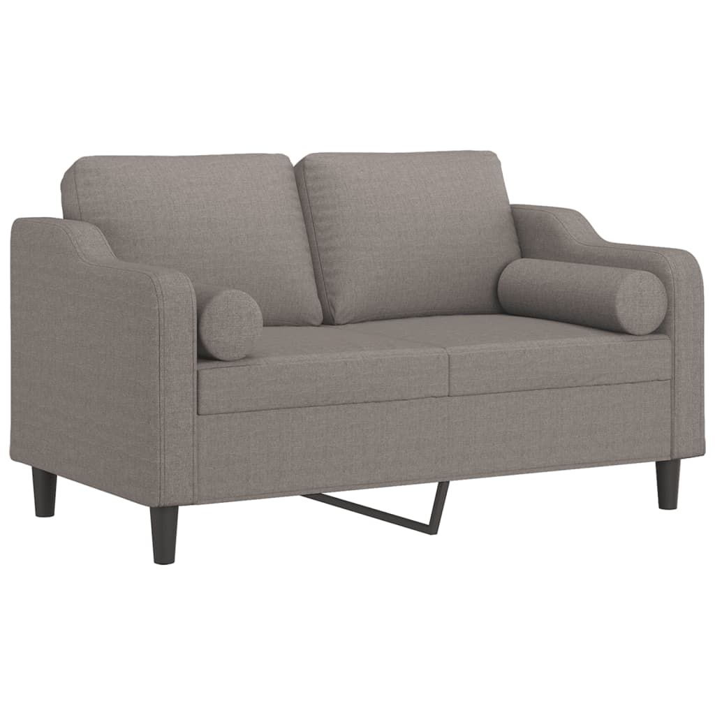Canapé 2 places avec oreillers décoratifs taupe 120 cm tissu - XIOS