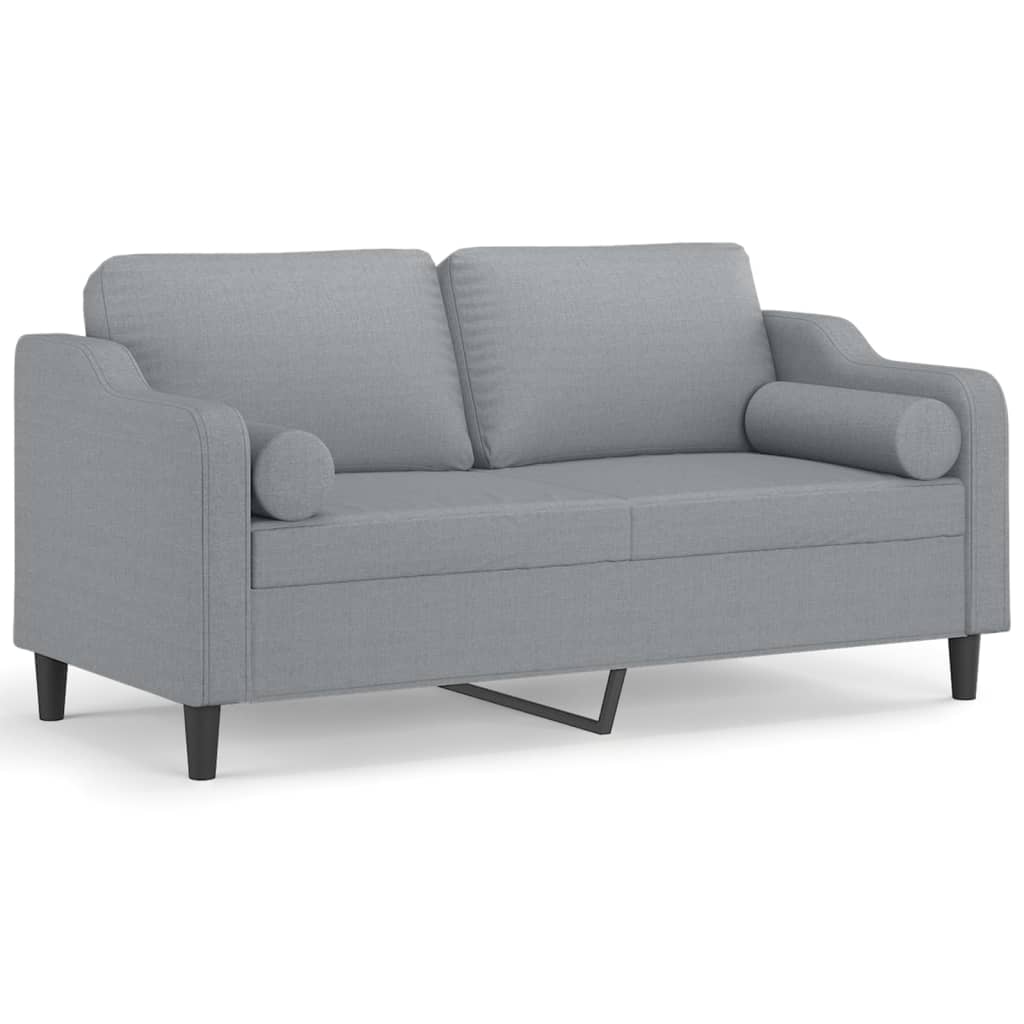 Canapé 2 places avec oreillers gris clair 140 cm tissu - XIOS