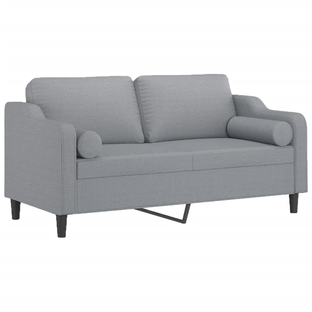 Canapé 2 places avec oreillers gris clair 140 cm tissu - XIOS